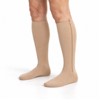 Classic zip-on compression socks in beige, closed toe
