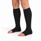 Open-toe zip-on compression socks in black