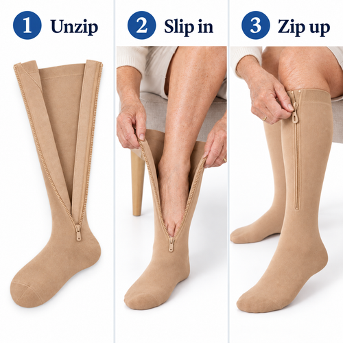 How it works: unzip, slip in, zip up